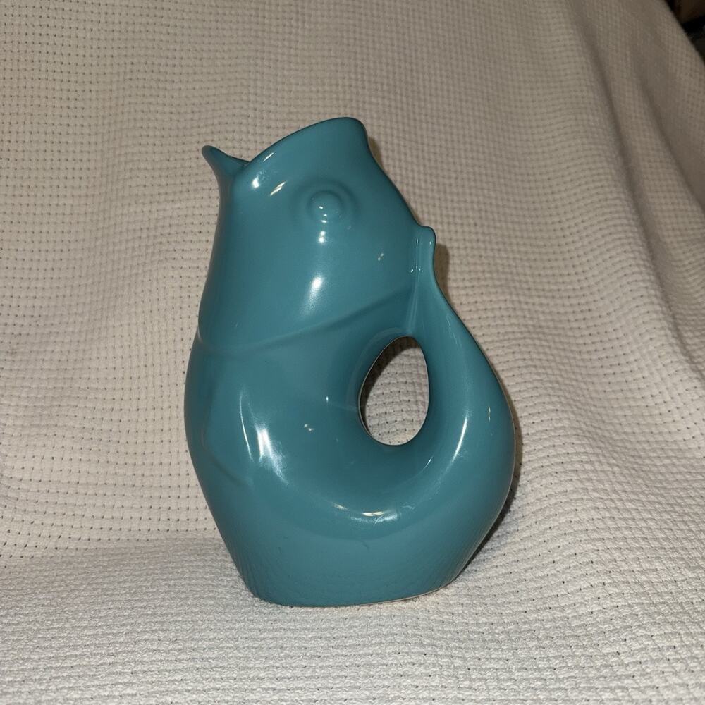 Original GurglePot Aqua Blue Large 9.5" 42 Ounce Stoneware Gurgling Fish - Picture 3 of 6